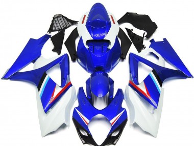 Best Aftermarket 2007-2008 Blue and White Gloss with Light Blue and Red Decal Suzuki GSXR 1000 Fairings