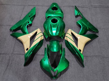 2007-2008 Emerald Green and Tan Honda CBR600RR Fairings