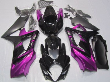 2007-2008 Gloss Black and Pink Suzuki GSXR 1000 Fairings