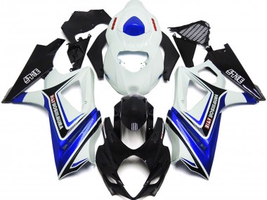 Best Aftermarket 2007-2008 Gloss Blue with White and black OEM Style Suzuki GSXR 1000 Fairings