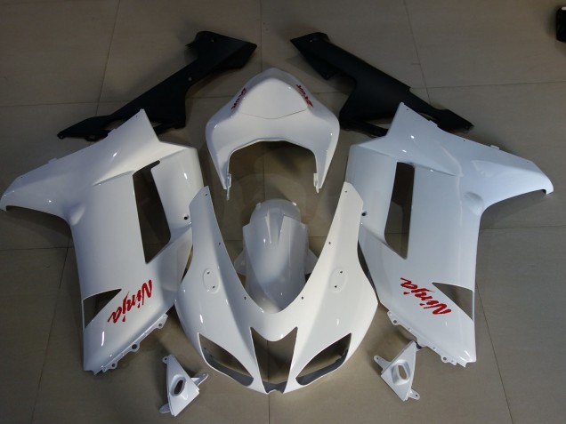 2007-2008 Gloss White & Red Kawasaki ZX6R Fairings 2007-2008 Gloss White & Red Kawasaki ZX6R Fairings