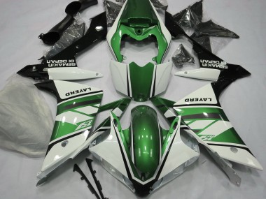 2007-2008 Gloss White and Green Yamaha R1 Fairings