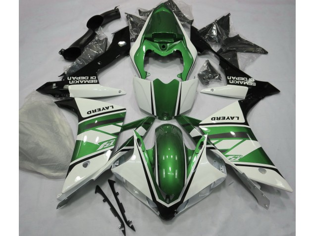 2007-2008 Gloss White and Green Yamaha R1 Fairings 2007-2008 Gloss White and Green Yamaha R1 Fairings