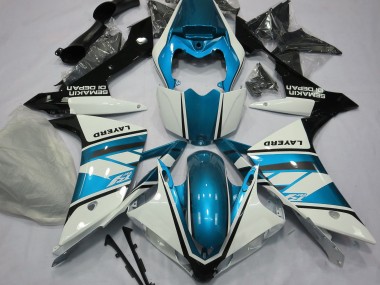 2007-2008 Gloss White and Light Blue Yamaha R1 Fairings