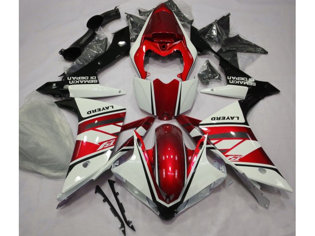2007-2008 Gloss White and Red Yamaha R1 Fairings 2007-2008 Gloss White and Red Yamaha R1 Fairings