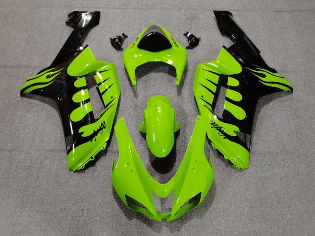 2007-2008 Green Flame Kawasaki ZX6R Fairings 2007-2008 Green Flame Kawasaki ZX6R Fairings