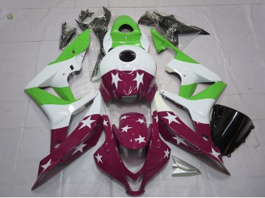 2007-2008 Green and Maroon Stars and Stripes Honda CBR600RR Fairings