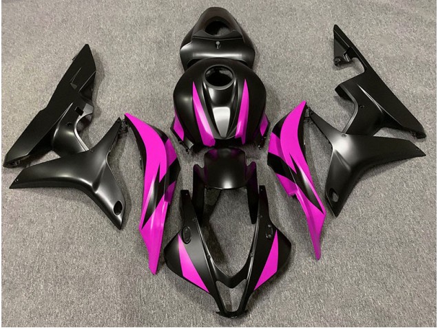 2007-2008 Matte Black & Pink Design Honda CBR600RR Fairings 2007-2008 Matte Black & Pink Design Honda CBR600RR Fairings