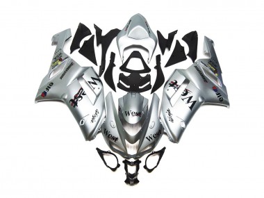 2007-2008 Silver West Gloss Kawasaki ZX6R Fairings