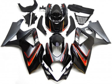 2007-2008 Silver and Black with Red Suzuki GSXR 1000 Fairings