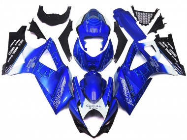 Best Aftermarket 2007-2008 Vibrant Blue with White Corona Suzuki GSXR 1000 Fairings