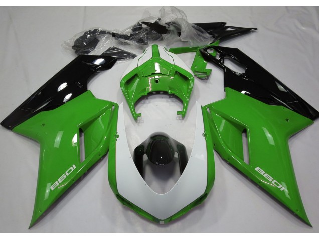 2007-2012 Gloss Green & White Ducati 848 1098 1198 Fairings 2007-2012 Gloss Green & White Ducati 848 1098 1198 Fairings