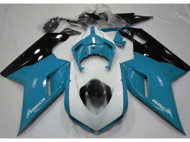 2007-2012 Gloss Light Blue & White Ducati 848 1098 1198 Fairings 2007-2012 Gloss Light Blue & White Ducati 848 1098 1198 Fairings