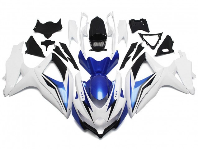 2008-2010 Gloss White With Silver and Blue Suzuki GSXR 600-750 Fairings 2008-2010 Gloss White With Silver and Blue Suzuki GSXR 600-750 Fairings