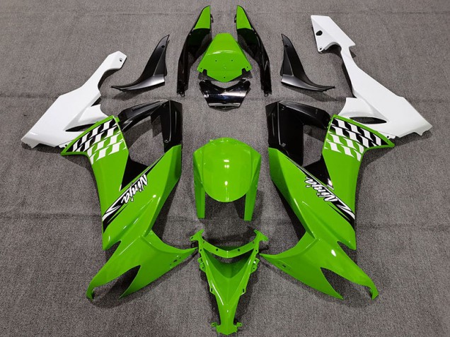 2008-2010 Green and White Cheq Kawasaki ZX10R Fairings