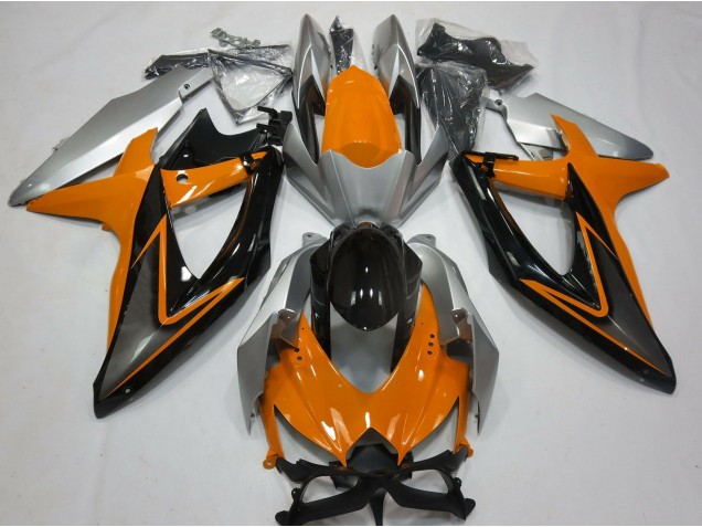 Best Aftermarket 2008-2010 Orange and Silver Suzuki GSXR 600-750 Fairings