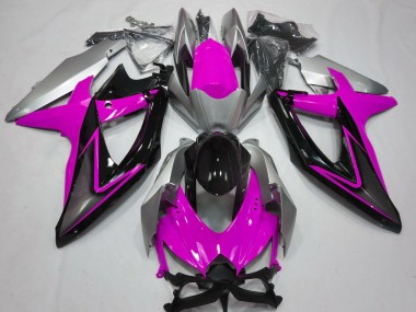 2008-2010 Pink and Silver Suzuki GSXR 600-750 Fairings