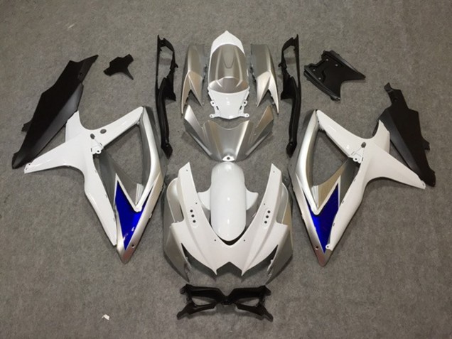 2008-2010 Silver White Blue Suzuki GSXR 600-750 Fairings 2008-2010 Silver White Blue Suzuki GSXR 600-750 Fairings