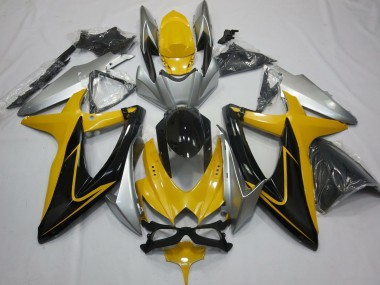 2008-2010 Yellow Black and Silver Suzuki GSXR 600-750 Fairings