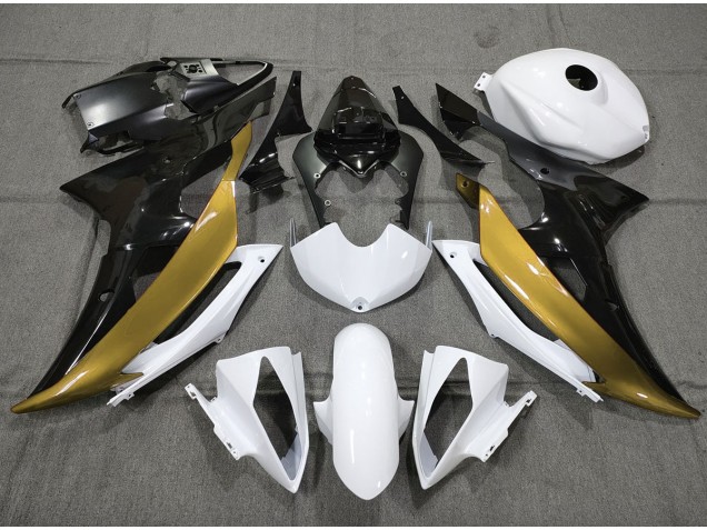 2008-2016 Custom Gold Black and White Yamaha R6 Fairings 2008-2016 Custom Gold Black and White Yamaha R6 Fairings