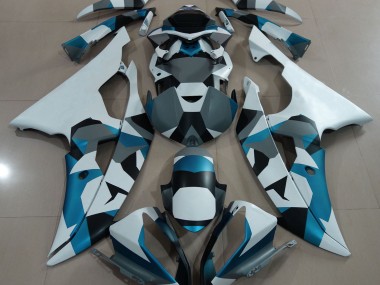 2008-2016 Glacier Blue Snow Camo Yamaha R6 Fairings