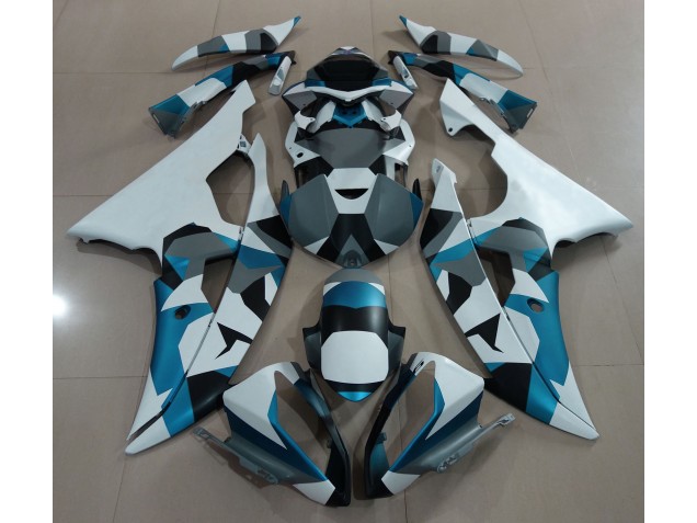 2008-2016 Glacier Blue Snow Camo Yamaha R6 Fairings