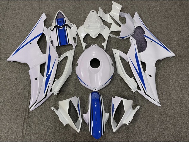 2008-2016 Gloss White and Blue Yamaha R6 Fairings 2008-2016 Gloss White and Blue Yamaha R6 Fairings
