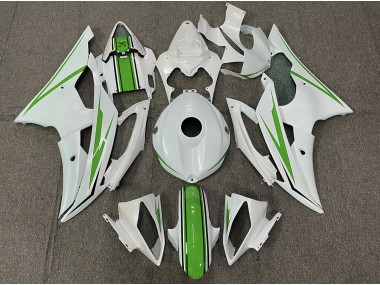 Best Aftermarket 2008-2016 Gloss White and Green Yamaha R6 Fairings