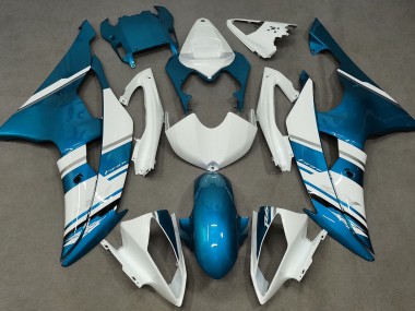 2008-2016 Gloss White and Light Blue OEM Style Yamaha R6 Fairings