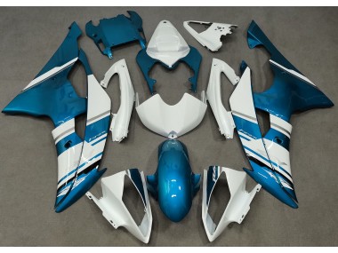 Best Aftermarket 2008-2016 Gloss White and Light Blue OEM Style Yamaha R6 Fairings