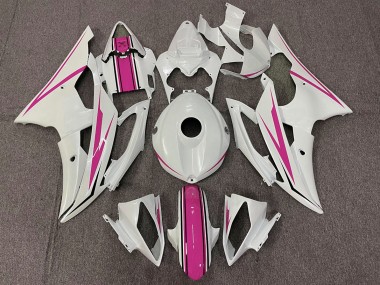 2008-2016 Gloss White and Pink Yamaha R6 Fairings