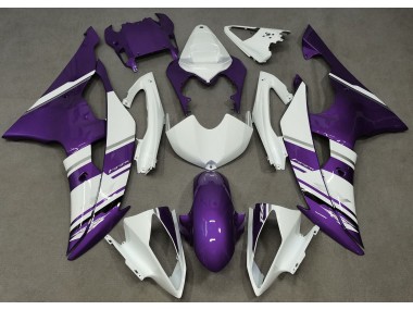 2008-2016 Gloss White and Purple OEM Style Yamaha R6 Fairings