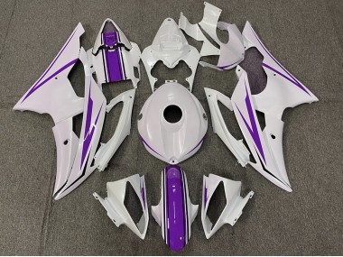 Best Aftermarket 2008-2016 Gloss White and Purple Yamaha R6 Fairings