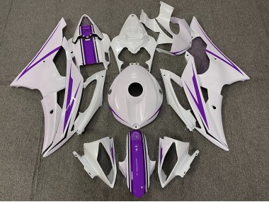 2008-2016 Gloss White and Purple Yamaha R6 Fairings