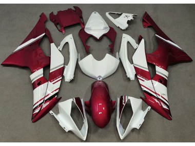 2008-2016 Gloss White and Red OEM Style Yamaha R6 Fairings