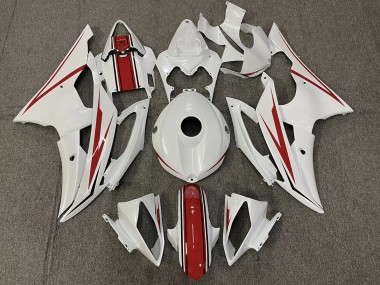 2008-2016 Gloss White and Red Yamaha R6 Fairings