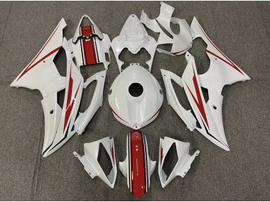 2008-2016 Gloss White and Red Yamaha R6 Fairings