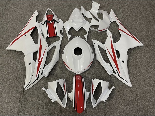 2008-2016 Gloss White and Red Yamaha R6 Fairings