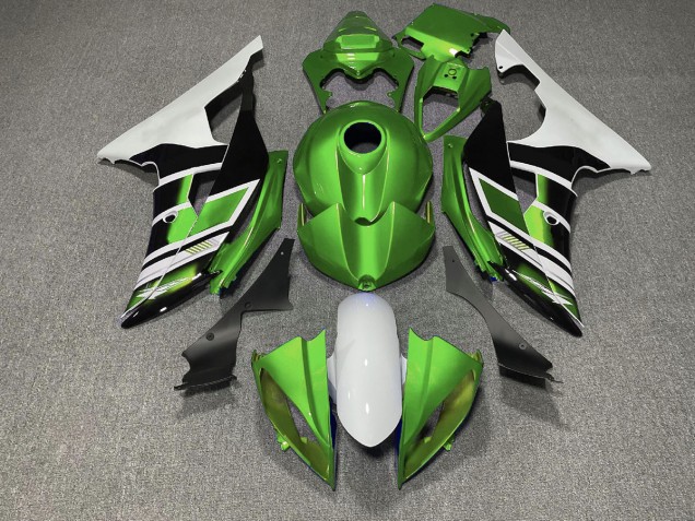 2008-2016 Green Black and White OEM Style Yamaha R6 Fairings