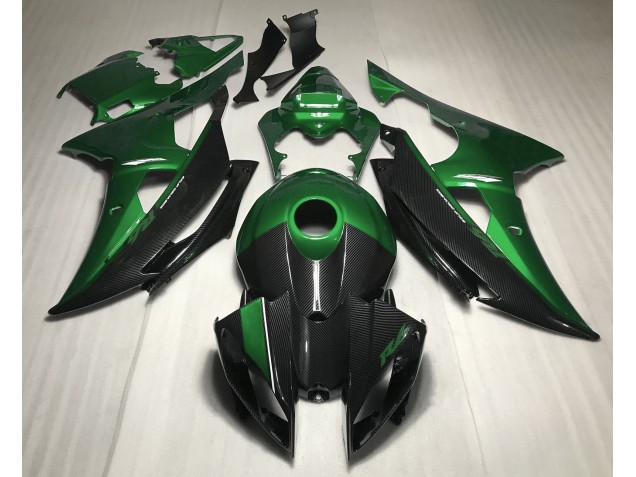 2008-2016 Green w Carbon Style Yamaha R6 Fairings