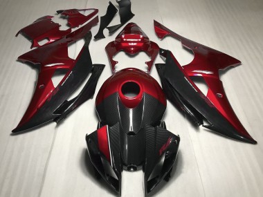 2008-2016 Red w Carbon Style Yamaha R6 Fairings
