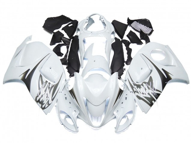 2008-2019 Gloss White with Silver Style Suzuki GSXR 1300 Fairings 2008-2019 Gloss White with Silver Style Suzuki GSXR 1300 Fairings