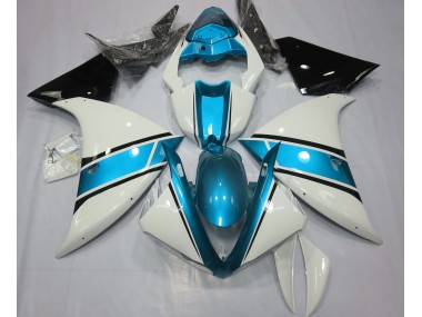 2009-2012 Gloss White and Light Blue Yamaha R1 Fairings