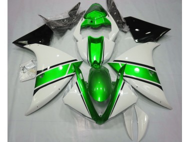 2009-2012 Gloss White and Metallic Green Yamaha R1 Fairings