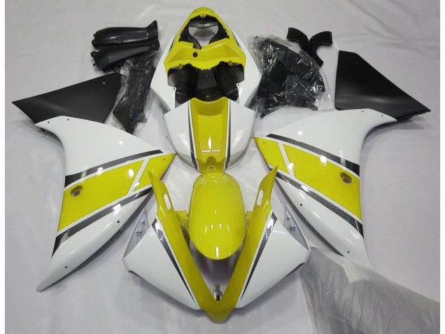2009-2012 Gloss White and Yellow Yamaha R1 Fairings 2009-2012 Gloss White and Yellow Yamaha R1 Fairings