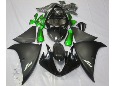2009-2012 Matte Black & Green Yamaha R1 Fairings