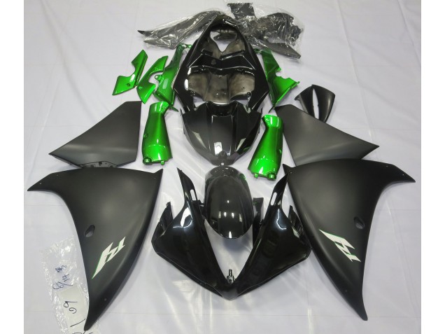 2009-2012 Matte Black & Green Yamaha R1 Fairings 2009-2012 Matte Black & Green Yamaha R1 Fairings