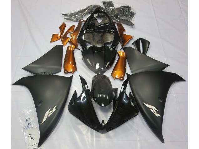 2009-2012 Matte Black & Orange Yamaha R1 Fairings