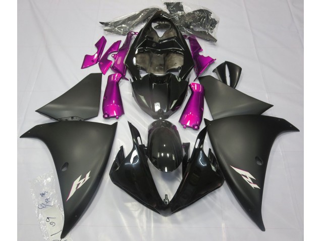 2009-2012 Matte Black & Pink Yamaha R1 Fairings 2009-2012 Matte Black & Pink Yamaha R1 Fairings