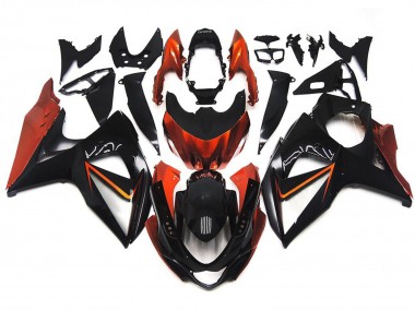 2009-2016 Custom Orange and Black with Silver inlay Suzuki GSXR 1000 Fairings